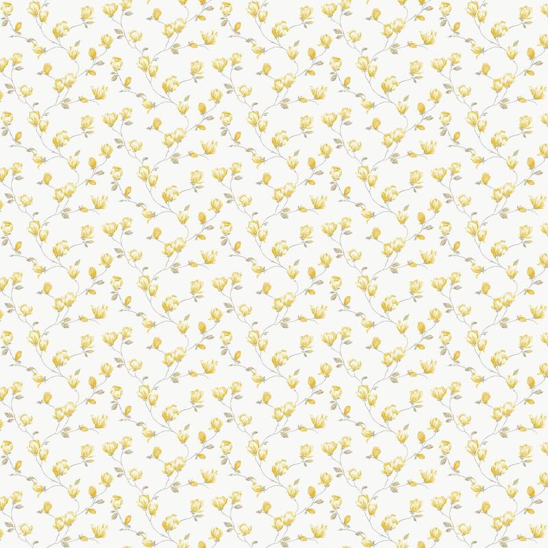 Galerie Wallcoverings Miniatures 3 Collection Mini Magnolia Matte Finish Vinyl on Non-woven Wallpaper Roll - 33-feet long x 21-inches wide - Yellow