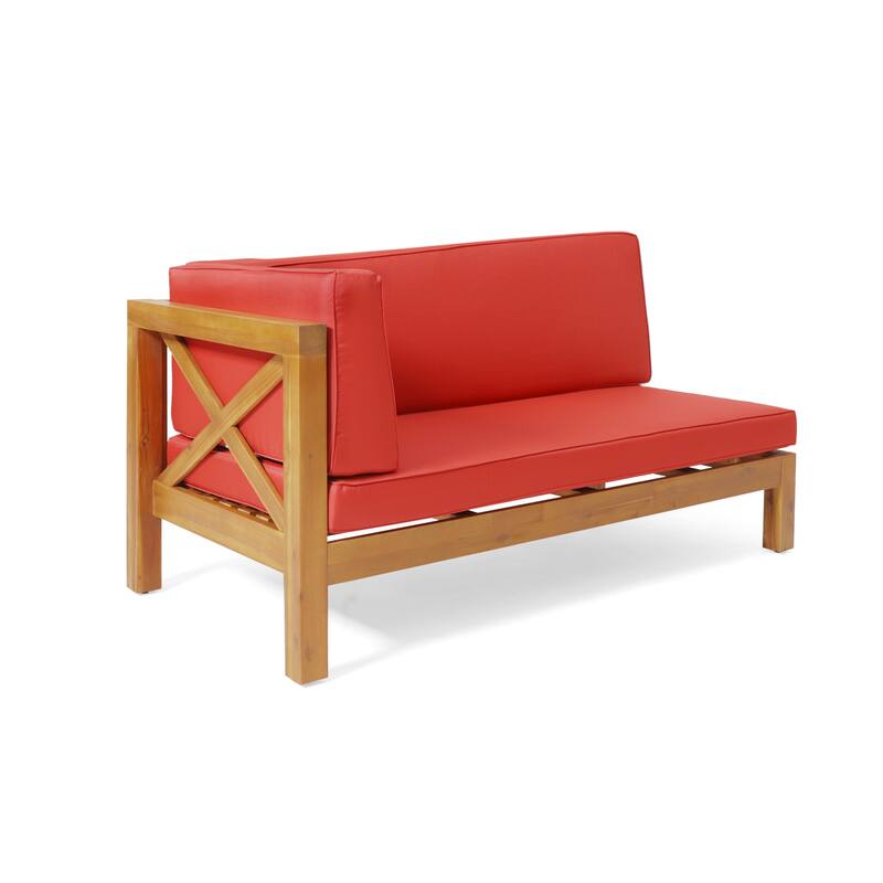 brava X-back corner bench-L with coffee table, red