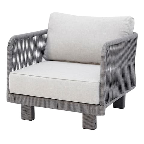 Cancun Outdoor Patio Furniture Club Chair Durable Aluminum Frame Includes Light Grey Olefin Cushions