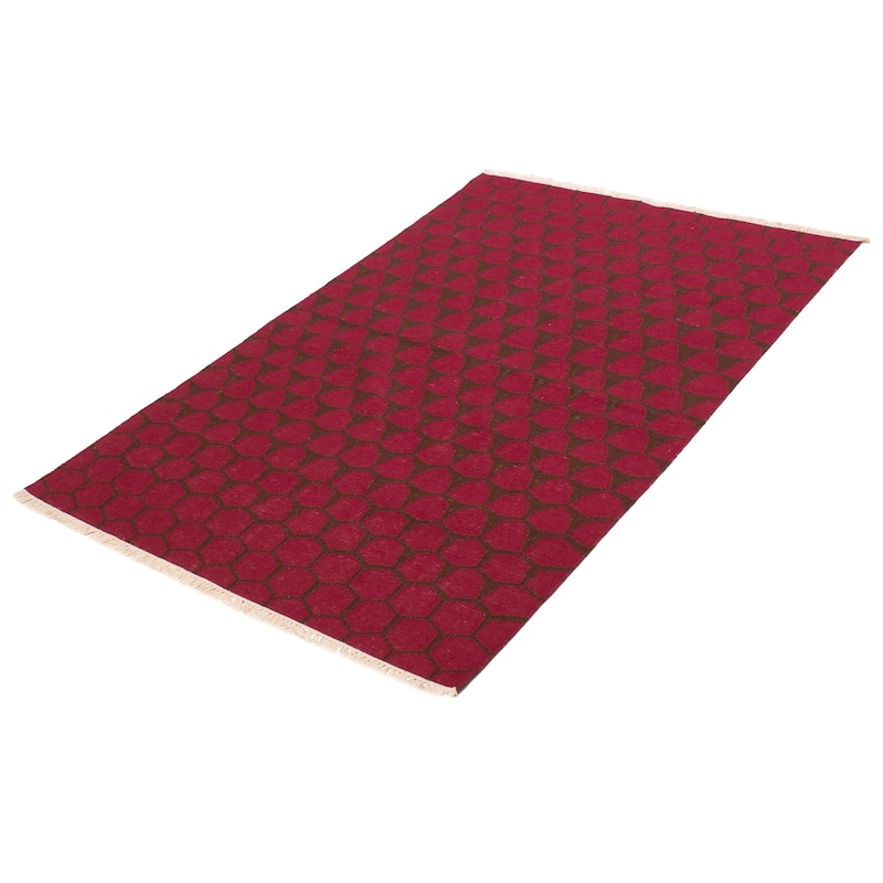 Ankara Burgundy Kilim 5'2" x 8'0" - 5'2 x 8'0