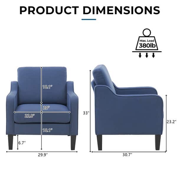 dimension image slide 12 of 15, VINGLI Mid Century Modern Fabric Accent Chair