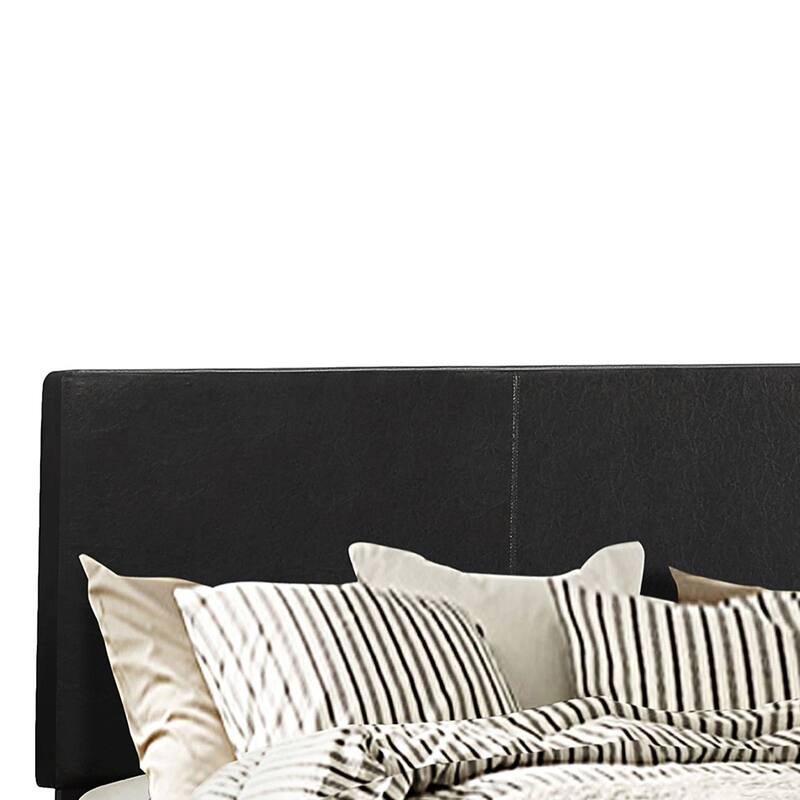 Black Upholstered California King Bed Frame with Solid Wood Legs