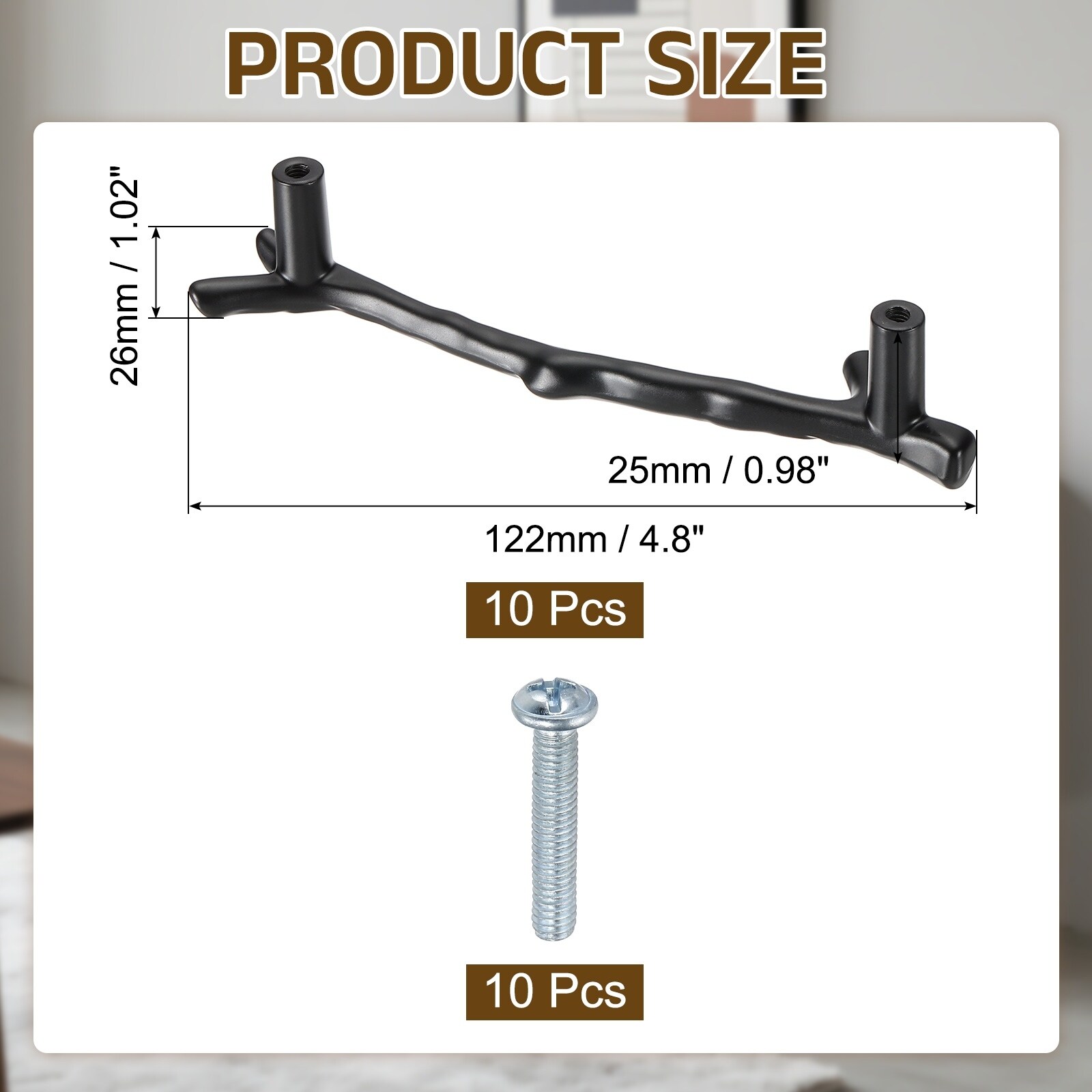 Twig Knobs, Zinc Alloy Tree Branch Furniture Dresser Pull Handles for Kitchen Farmhouse