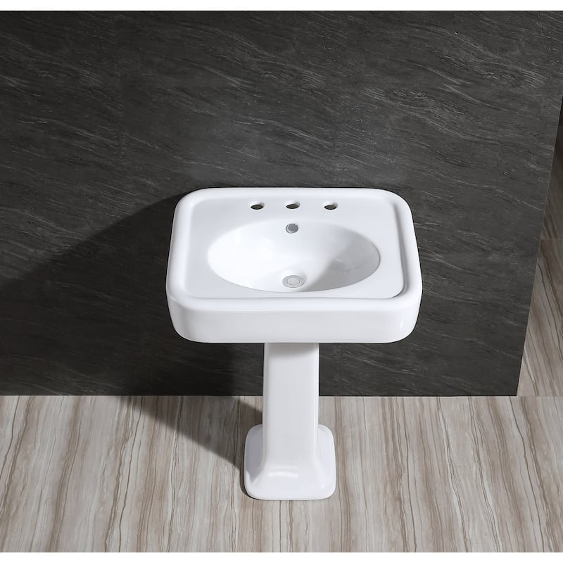 Kingston Brass Robert 25-9/16" Rectangular Porcelain Pedestal Bathroom