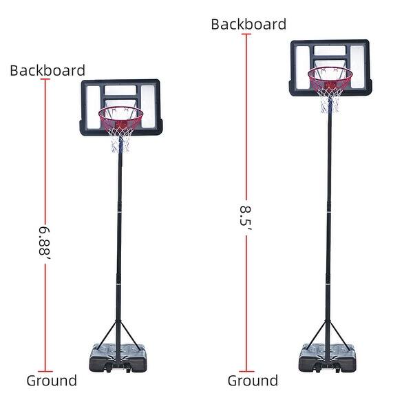 Portable Removable Basketball Hoop with Adjustable Height 7ft - 8.5ft ...