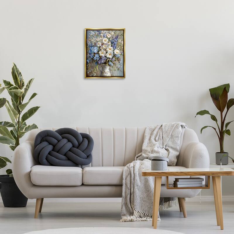 Stupell Flowers in Chinoiserie Vase Framed Floater Canvas Wall Art Design By Franklyn Gregory