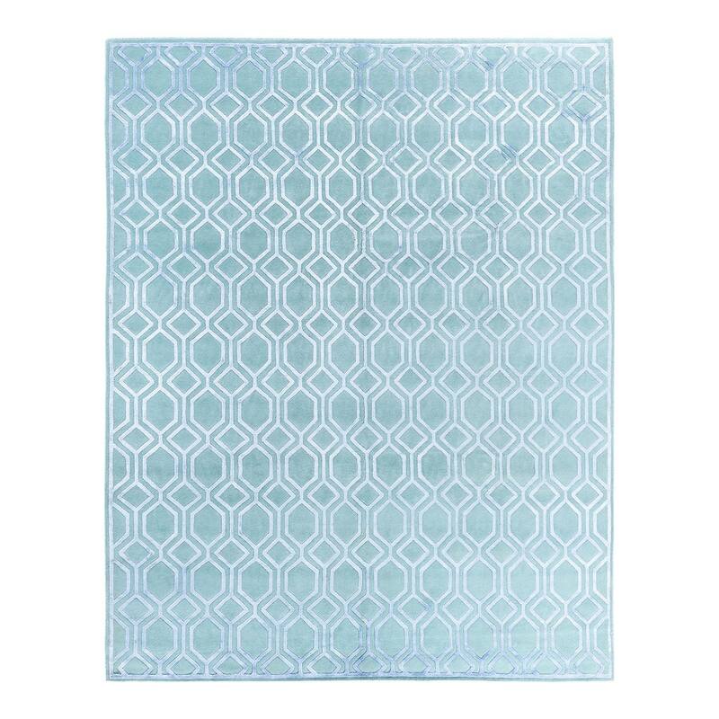 Modern One-of-a-Kind Handmade Area Rug, Green - 8' 1" x 9' 10"