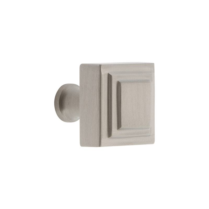 Grandeur CARR-BRASS-KNOB Carre 1-1/4” Solid Metal Square Cabinet Knob - Satin Nickel