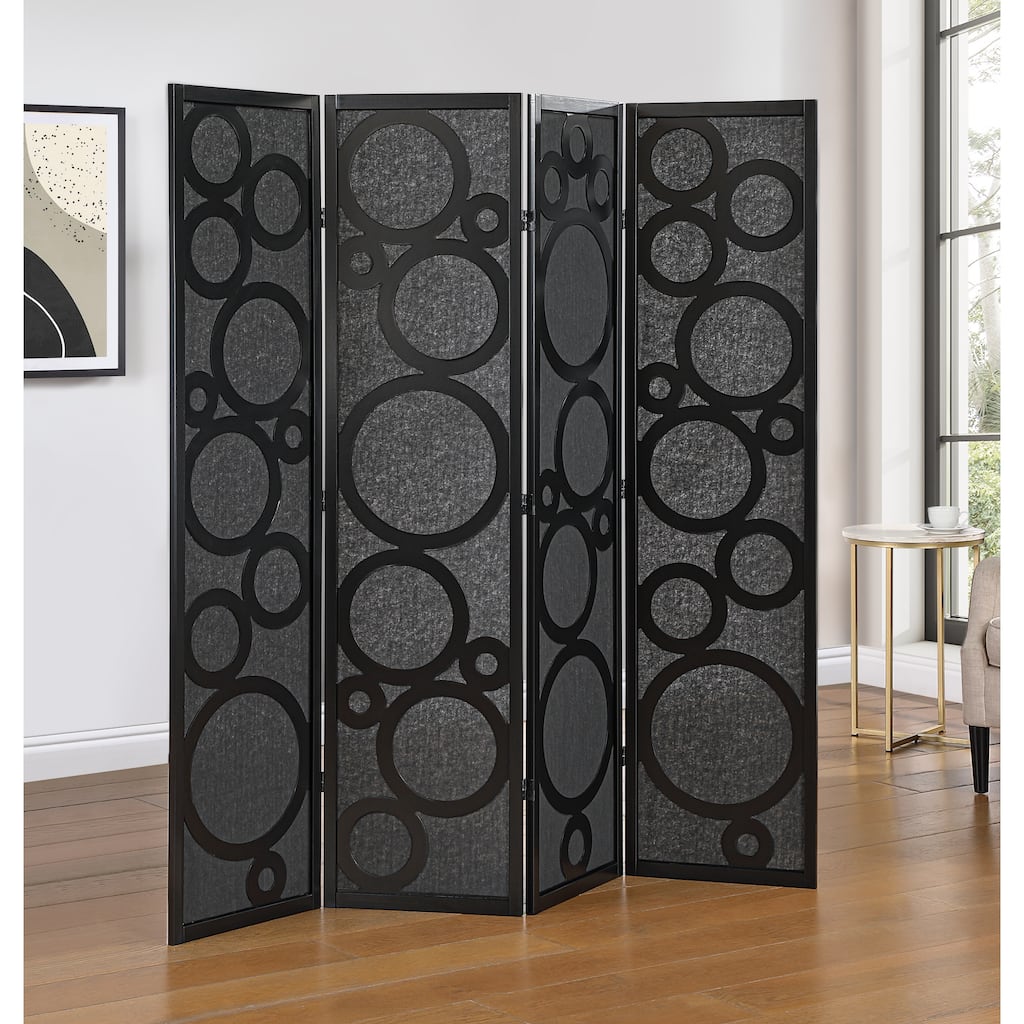 Roundhill Furniture Tavari 4-Panel Room Divider, Decorative Folding Freestanding Privacy Screen