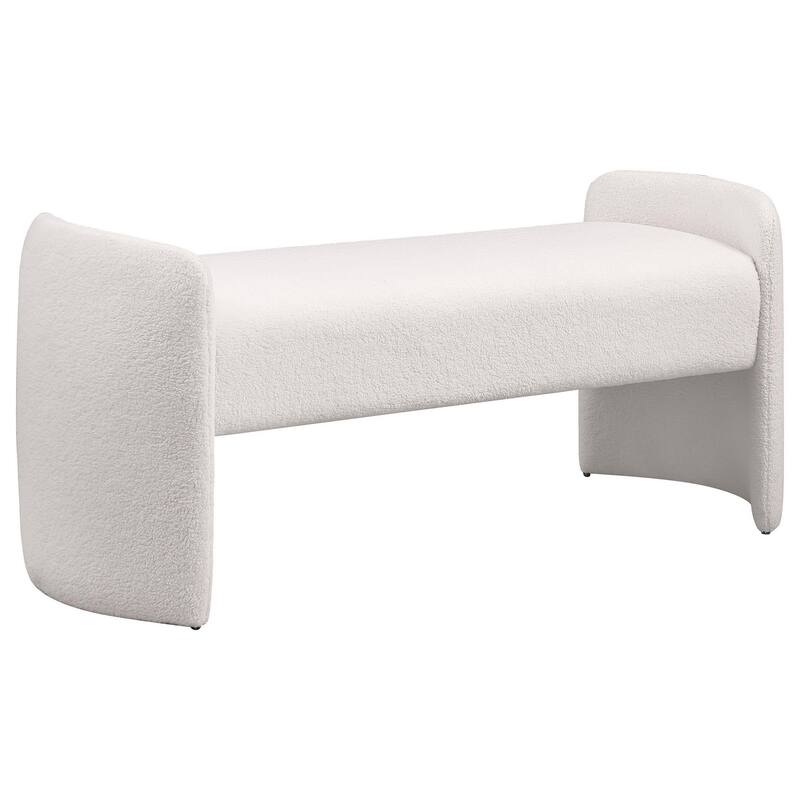 Perie Accent Bench, Modern Ivory Boucle, Soft Foam Cushions, 55 Inch