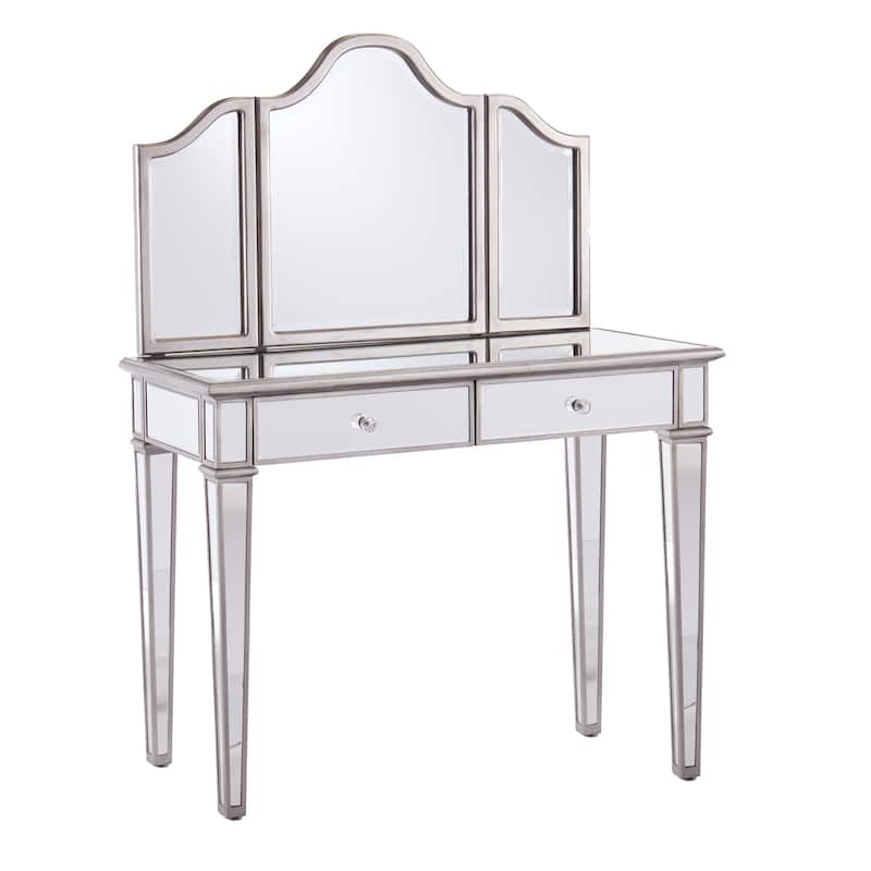 SEI Furniture Kalla Mirrored Vanity Set w/ Storage (Set of 2)