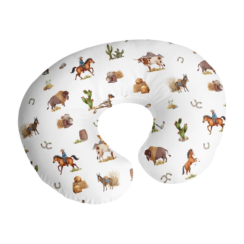 Sweet Jojo Designs Western Cowboy Boy Nursing Breastfeeding Pillow Cover Case (Pillow Not Included) Wild West Horse Cow Animal