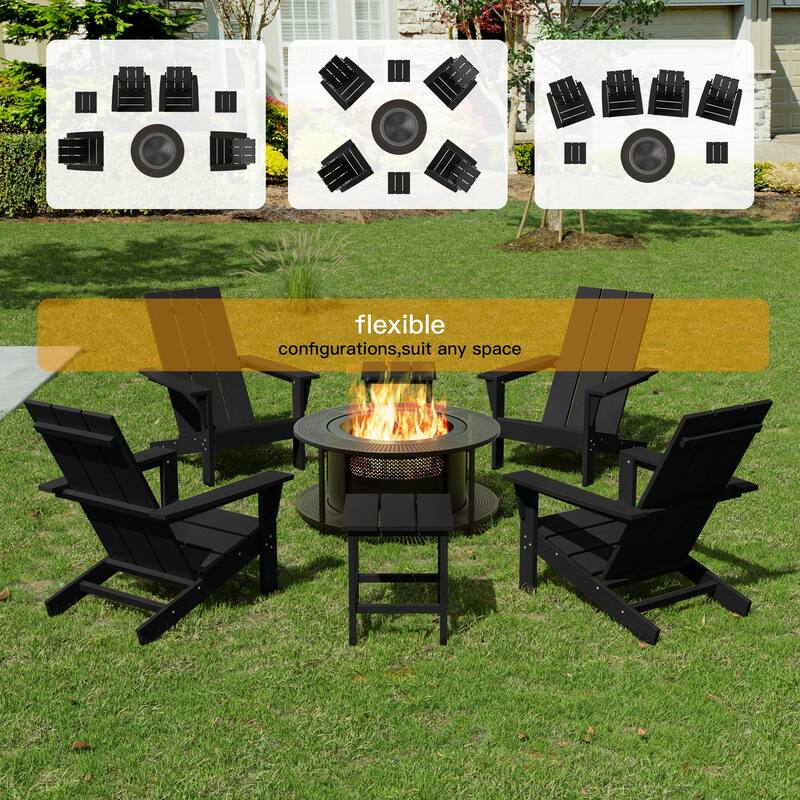 Kullavik 7-piece Adirondack Chair and Smokeless Fire Pit Table Set