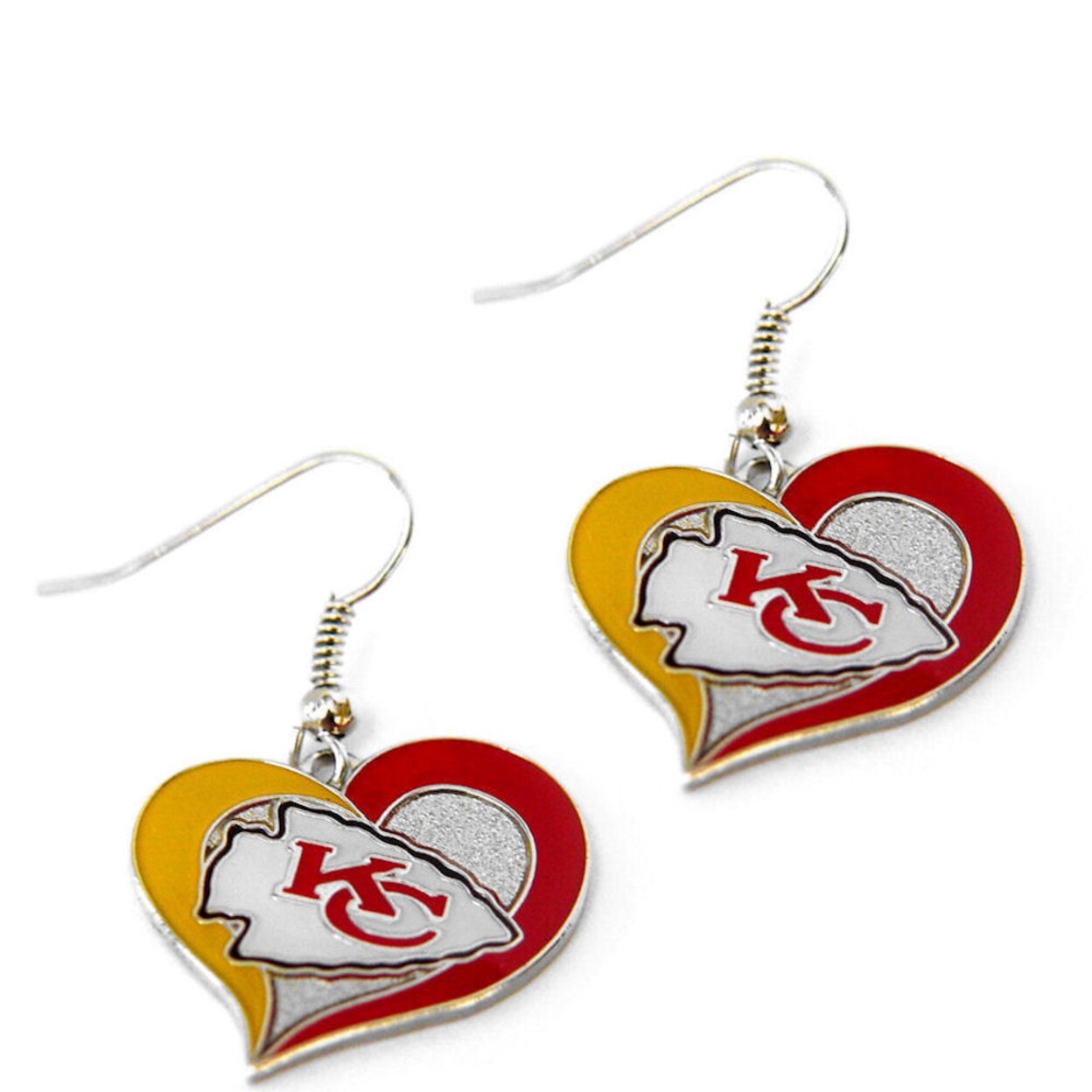 Shop Kansas City Chiefs Swirl Heart Earring Nfl Dangle Logo Charm Gift Free Shipping On Orders Over 45 Overstock 23509709