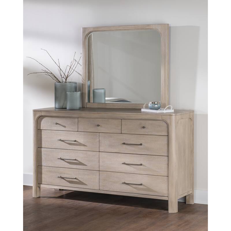 Solano 9-drawer Bedroom Dresser with Mirror Weathered Mango