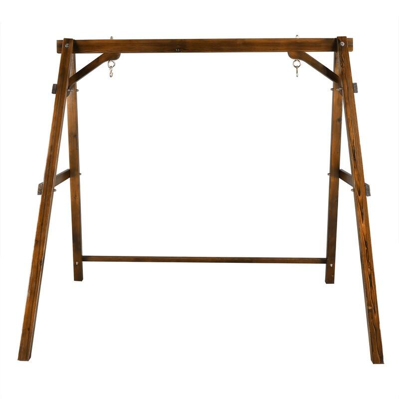 2-Person Carbonized Solid Wood Porch Swing Stand (without hanging swing) - Carbonized