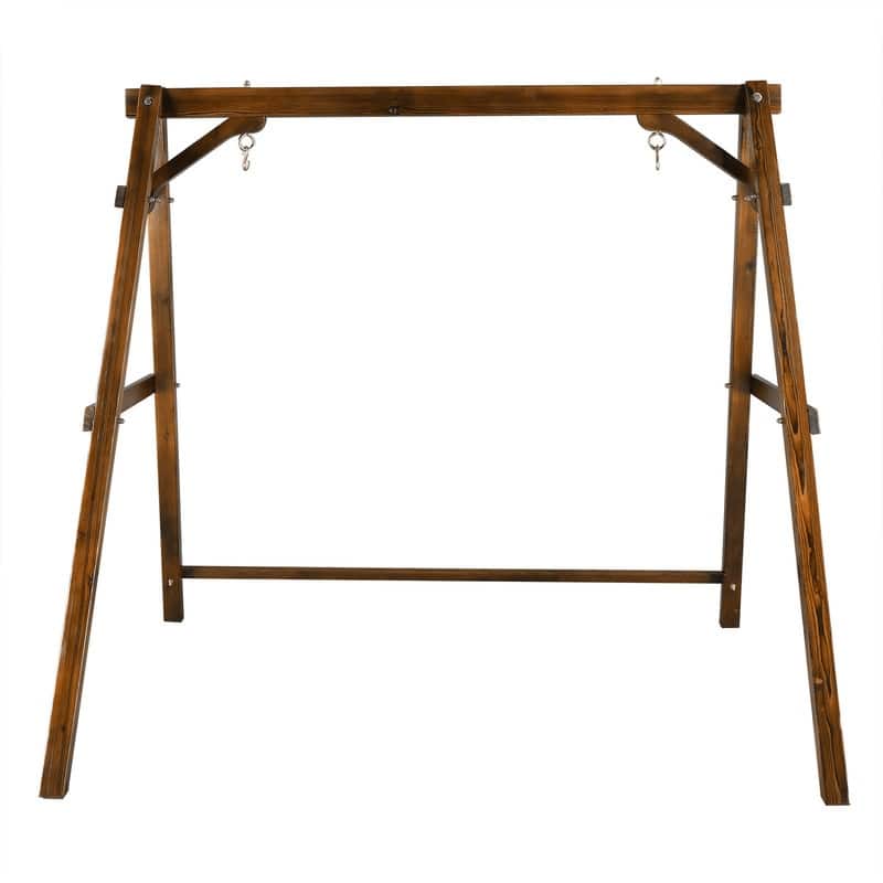 2-Person Carbonized Solid Wood Porch Swing Stand (without hanging swing)
