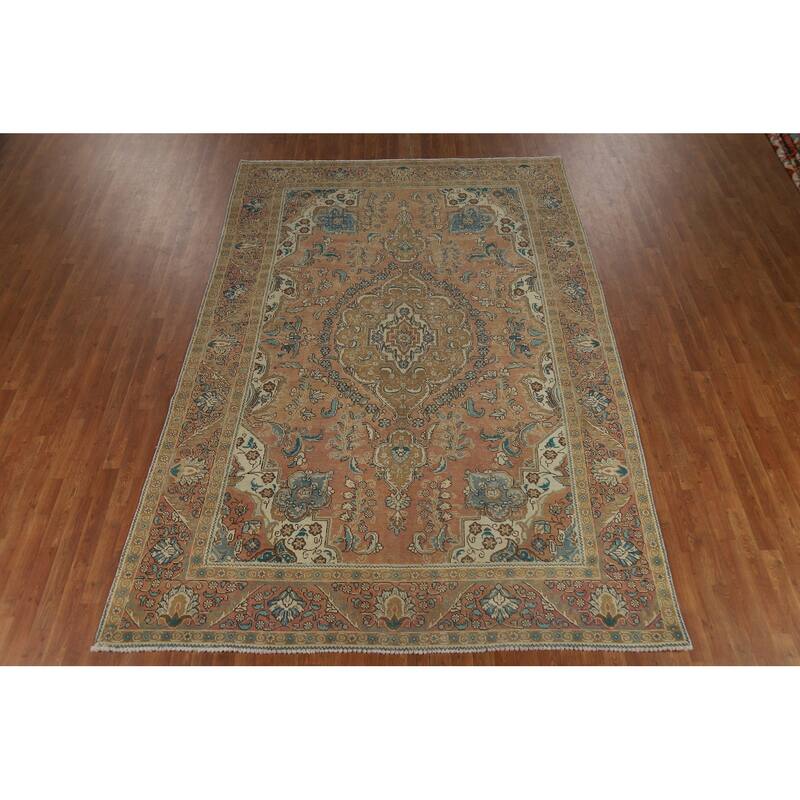 Tabriz Persian Vintage Area Rug Hand-Knotted Traditional Wool Carpet - 7'7" x 11'2"