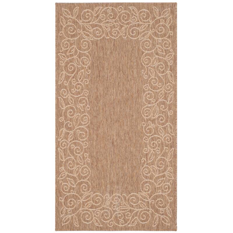 SAFAVIEH Courtyard Bobbye Scroll Indoor/ Outdoor Waterproof Patio Backyard Rug - 2'7" x 5' - Dark Beige/Beige