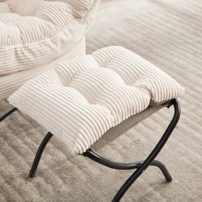 Modern Lounge Chair with Ottoman, Leisure Chair with Footrest for Small Space