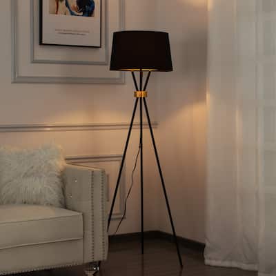 Modern 63.2" Tripod Floor Lamp with Linen Shade for Living Room