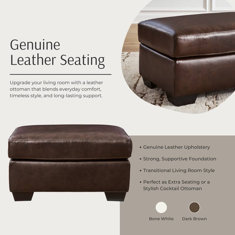 Roundhill Furniture Holmes Leather Upholstered Ottoman