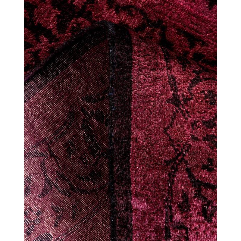 Overton Hand Knotted Wool Vintage Inspired Modern Contemporary Overdyed Black Runner Rug - 2' 6" x 11' 10"
