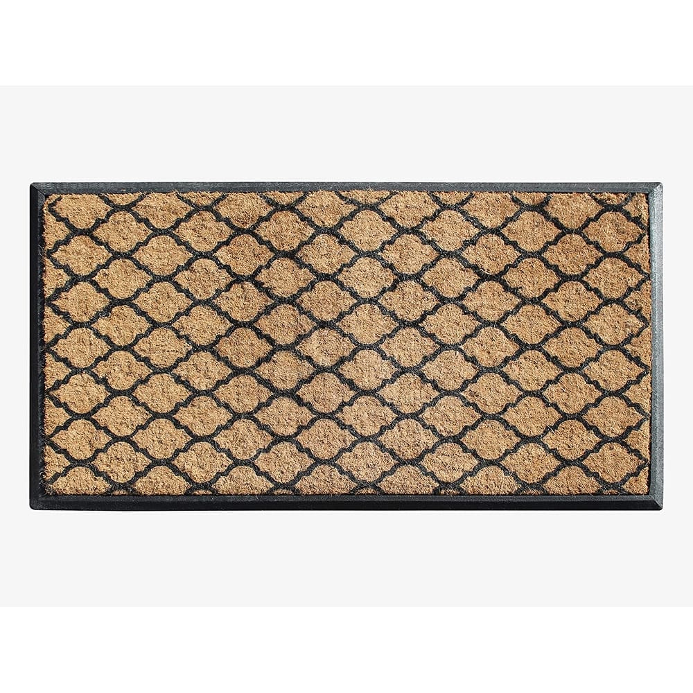 A1HC First Impression Hand Finished Rubber and Coir Classic Paisley Border Extra Large Double Doormat (30" x 48")