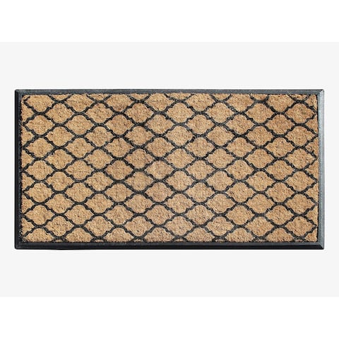 A1HC First Impression Hand Finished Rubber and Coir Classic Paisley Border Extra Large Double Doormat (30" x 48")