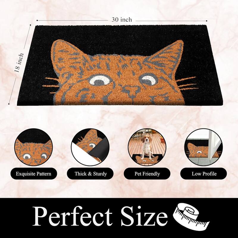 A1HC Natural Coco Coir Door Mat with Heavy Duty Non-Slip PVC Backing - 18" x 30" - Easy to Clean