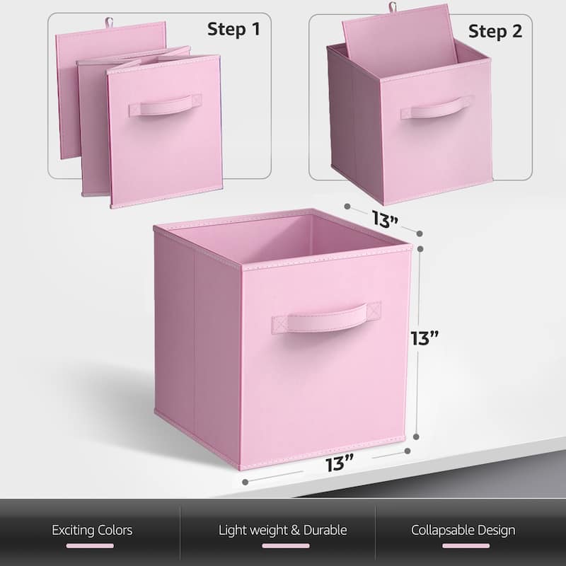 Sorbus Fabric Storage Bins 13" Foldable Cubes Multicolored With Handles For Pantry, Cubbies, Toy And Closet Organization- 8Pk