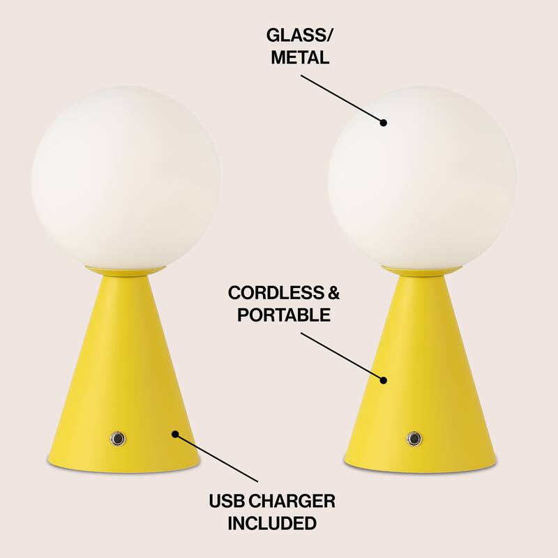 11.75" Rechargeable/Cordless Dimmable Integrated LED Table Lamp, Touch Sensor (Set of 2) - 11.75