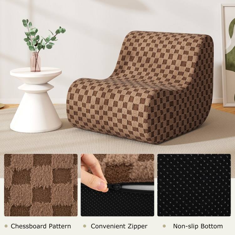 Teddy Velvet Bean Bag Chair with Ottoman for Lounge - 38" x 30.5" x 28.5"