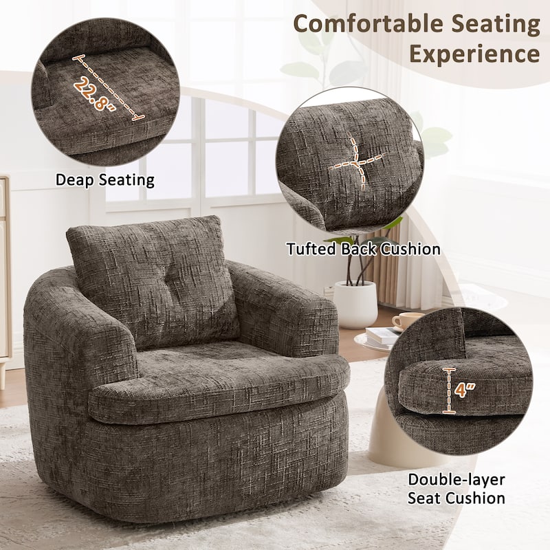360° Swivel Chair Single Sofa Arm Chair / Upholstered Accent Chair Sofa Barrel Chair for Living Room Bedroom
