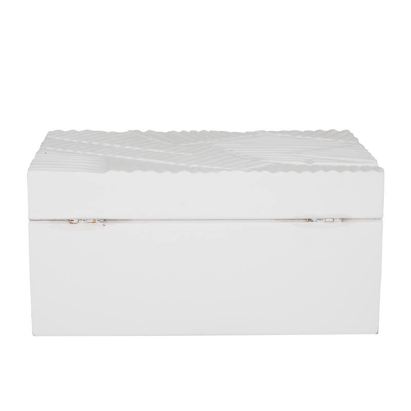 Wood Intricate Carved Box with Hinged Lid (Set of 3) - S/3 12, 10, 9"W
