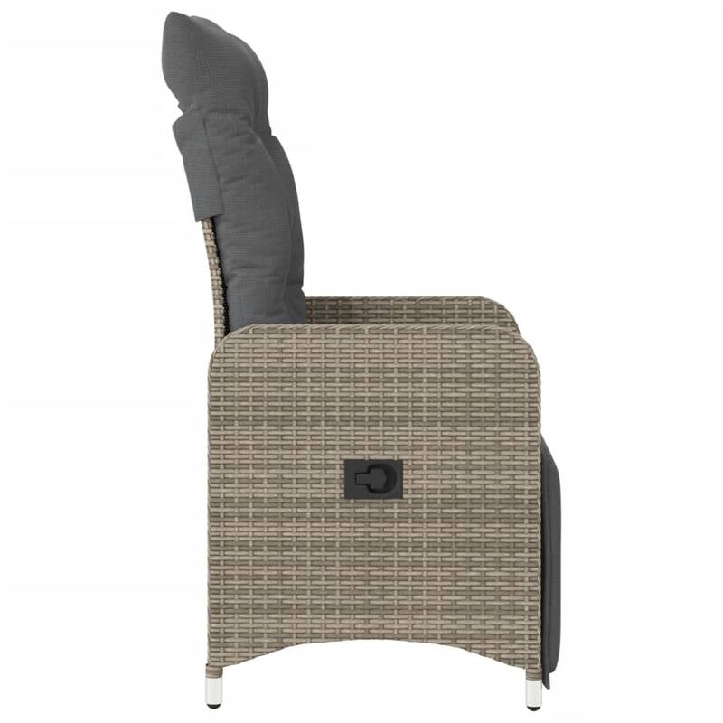 vidaXL Reclining Patio Chair with Cushions Outdoor Seat Furniture Poly Rattan