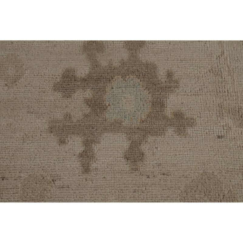 Beige Oushak Turkish Area Rug Handmade Vegetable Dye Wool Carpet - 8'2" x 10'2"