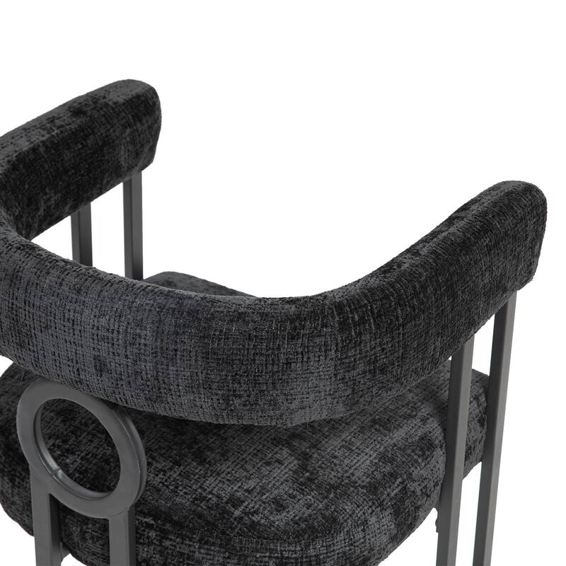 Mid-Century 2-Piece Barrel Side Chairs Dining Chair Armchair with Curved Backrest,Black