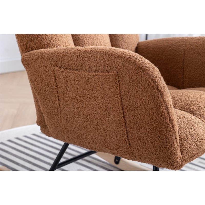 Rocking Chair Upholstered Glider Rocker Rocking Accent Chair Padded Seat with High Backrest Armchair