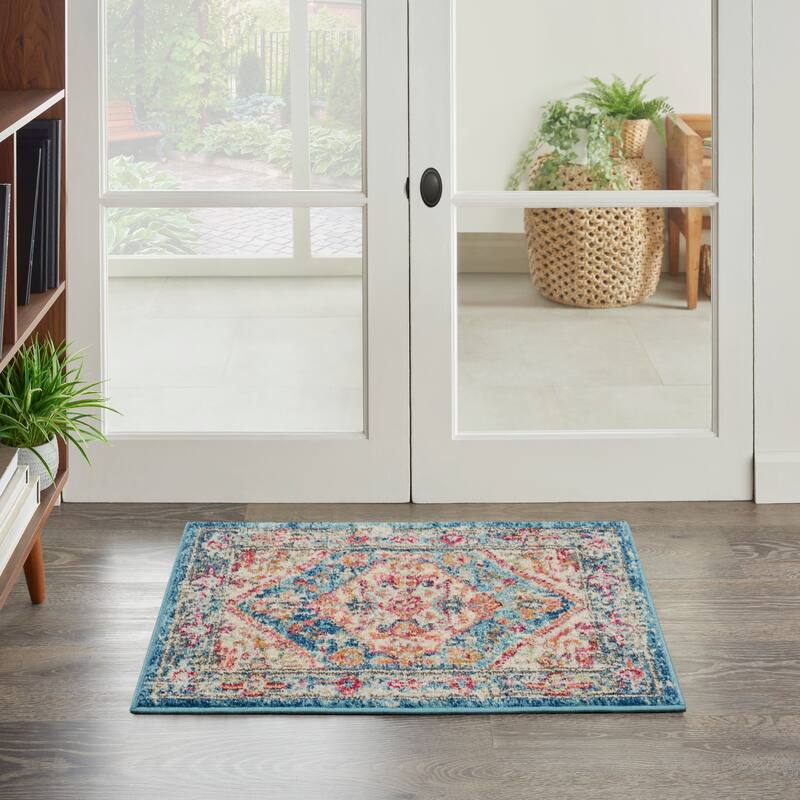 Copper Grove Alsleben Vintage Persian Floral Medallion Area Rug - 1' 10" x 2' 10" - Ivory/Light Blue - Rectangle