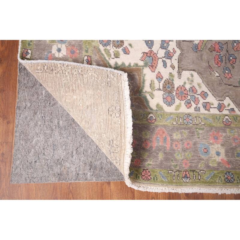 Brown Tabriz Persian Vintage Rug Handmade Traditional Wool Carpet - 6'6"x 9'8"