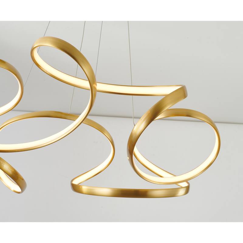 4-Light Dimmable Gold LED Chandelier With White Acrylic Diffusers