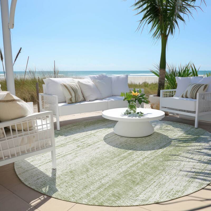 Machine Washable Indoor/ Outdoor Chantille Ombre Stripes Rug - Aloe - 8' x 8'