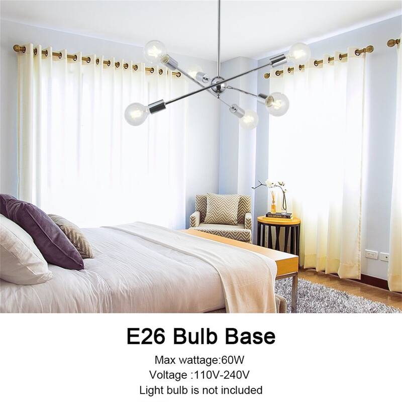 6-Light Mid-Century Sputnik Chandelier