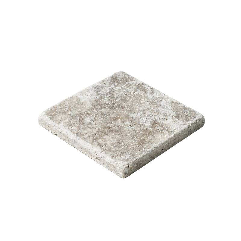 Argento Travertine 4" x 4" Rustic Tumbled Tile