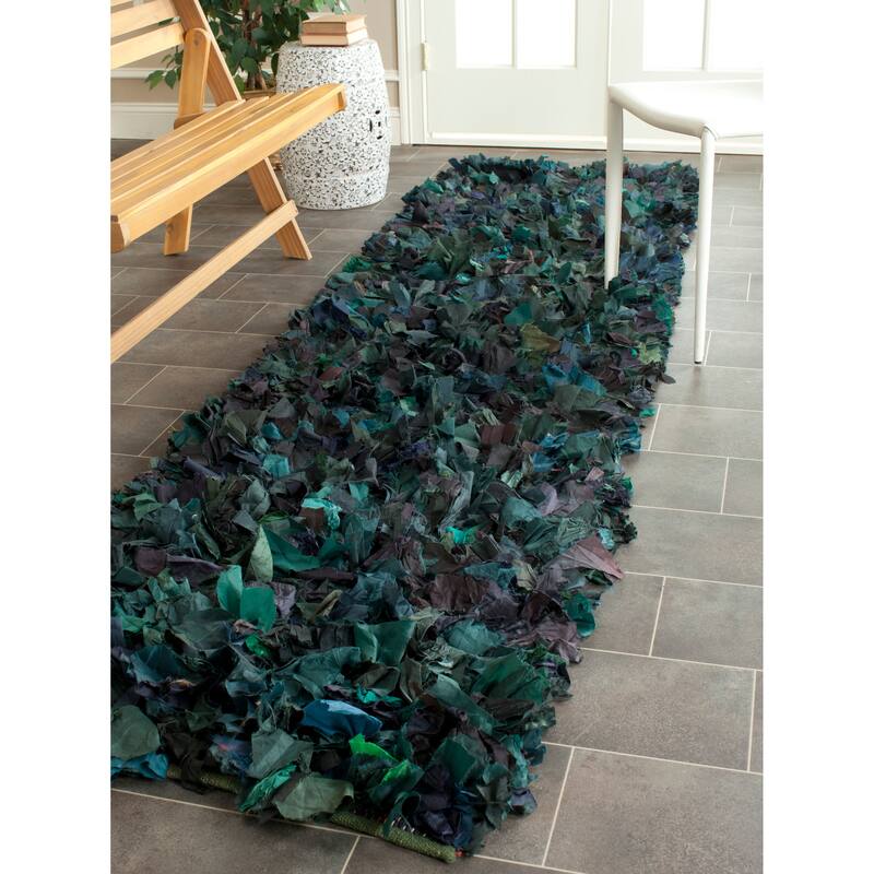 SAFAVIEH Handmade Rio Shag Chihoko 3.5-inch Extra Thick Decorative Rug - 2'3" x 11' Runner - Green/Multi