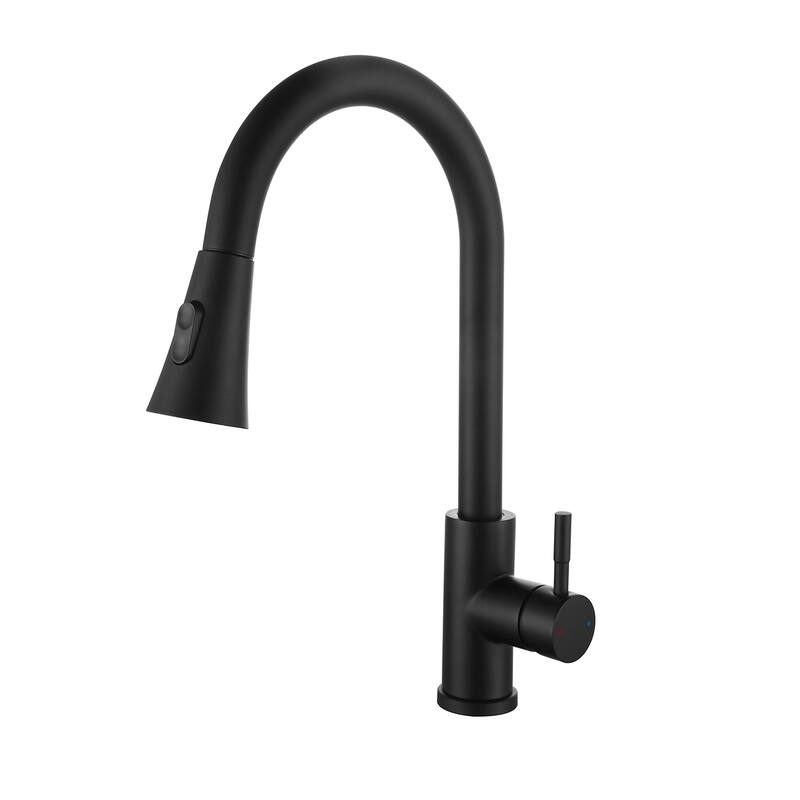Topcraft High-arc Pull Down kitchen Sink Faucet - Black