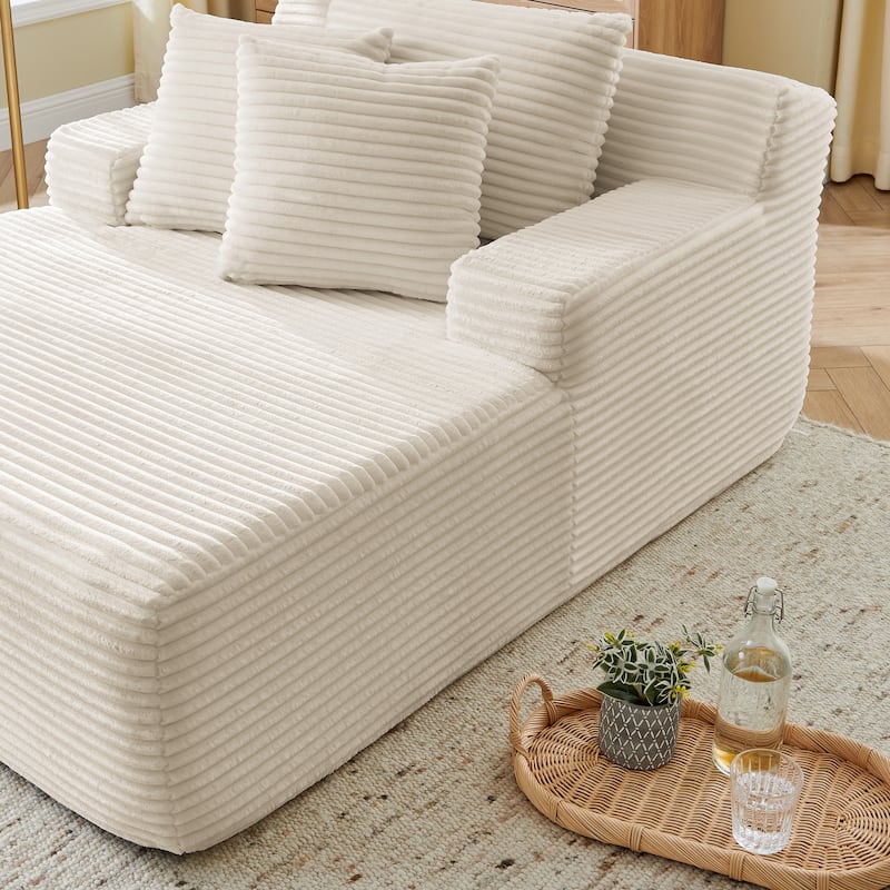 Roomfitters Velvet Lounge Chair No Assembly Required, Fluffy Single Lazy Sofa for Living Room and Bedroom