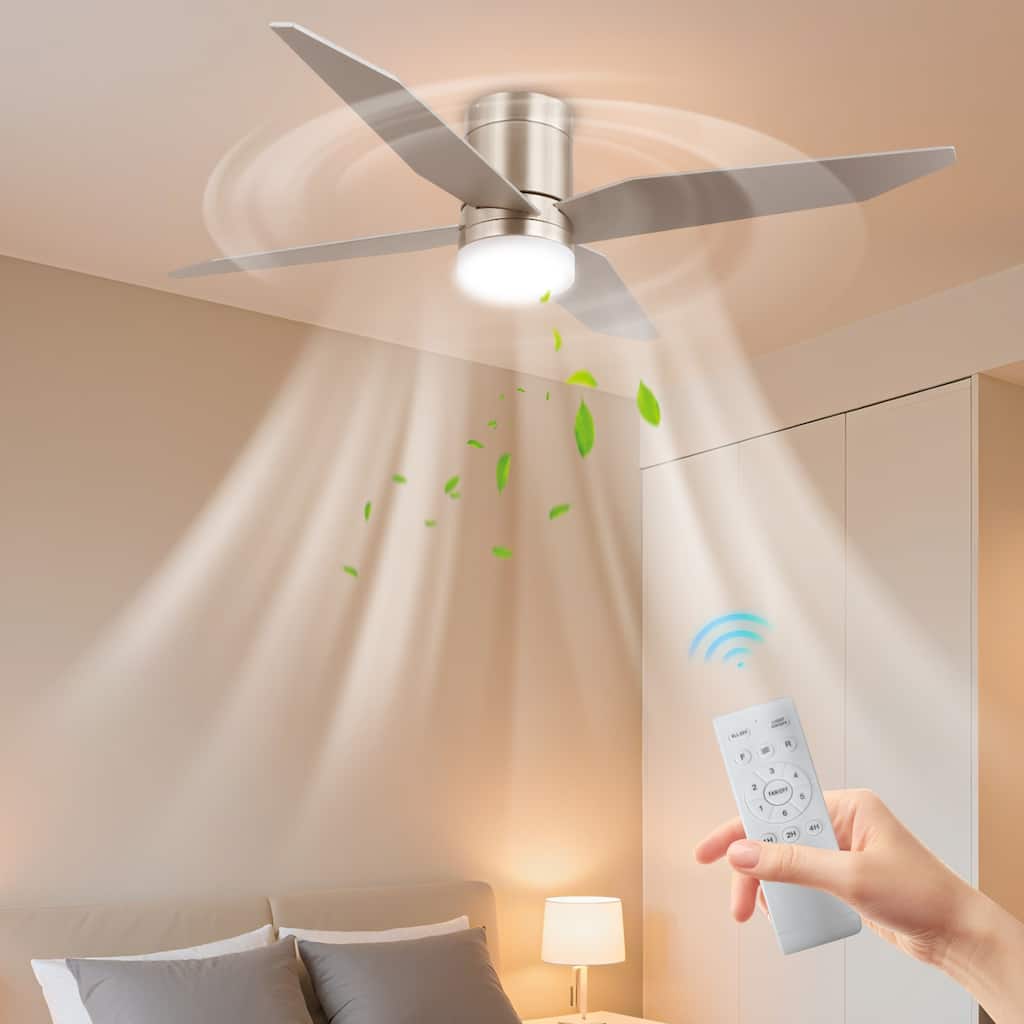 52 in. Modern Rustic Ceiling Fan with 3 Color Light, 4 Wood Blades, DC Motor, 6 Speed for Bedroom or Living Room