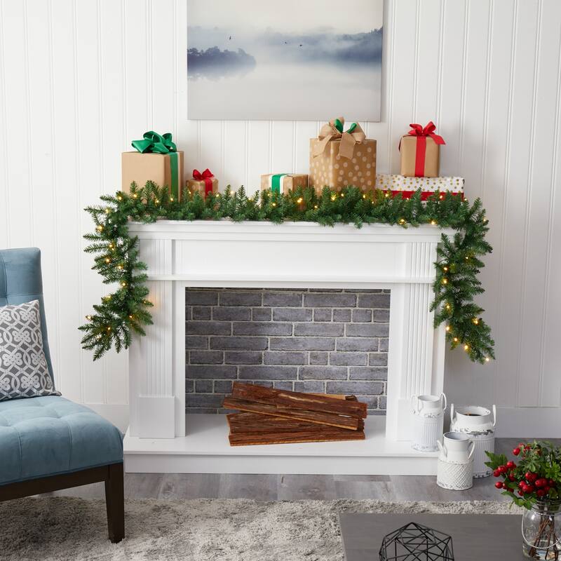 9Ft Christmas Garland with LED Lights - Artificial Pine Holiday Decor for Home - 108